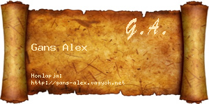 Gans Alex névjegykártya